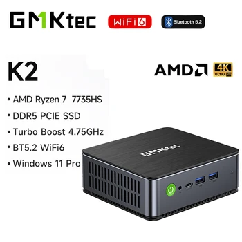 GMKtec K2 Mini PC AMD Ryzen 7 7735HS Windows 11 DDR5 16GB/32GB de 500GB PCIe4.0 Nvme SSD WIFI6 BT5.2 Desktop MINI PC Computador Gamer