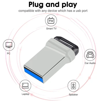 USB 2.0 de alta Velocidade de Metal Movimentação do Flash de 32GB 64GB Pendrive Impermeável unidade usb Pen Mini cartões de memória com anel chave