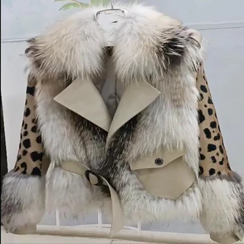Nova marca inverno Natural Casaco de Pele de Raposa Outwear de Luxo, Mulheres de Pele Real Fox Casacos de Pele Com pele de Carneiro Genuína de Couro Wholeskin