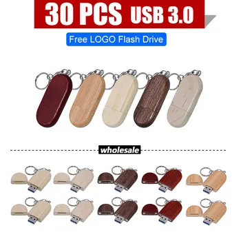 30PCS Presentes Chave de Cadeia Pessoal Gratuitos Logotipo de Madeira USB3.0 Unidade Flash de 64GB Maple Pen Drive de 32GB de Bambu Memory Stick 16GB U Disco USB