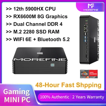 MOREFINE Mini PC Gamer Ryzen 9 5900HX RX6600M GDDR 6 8G DDR4 wi-Fi 6E M. 2 2280 4K 60Hz Jogos de Computador Windows 10 Minipc BT5.2